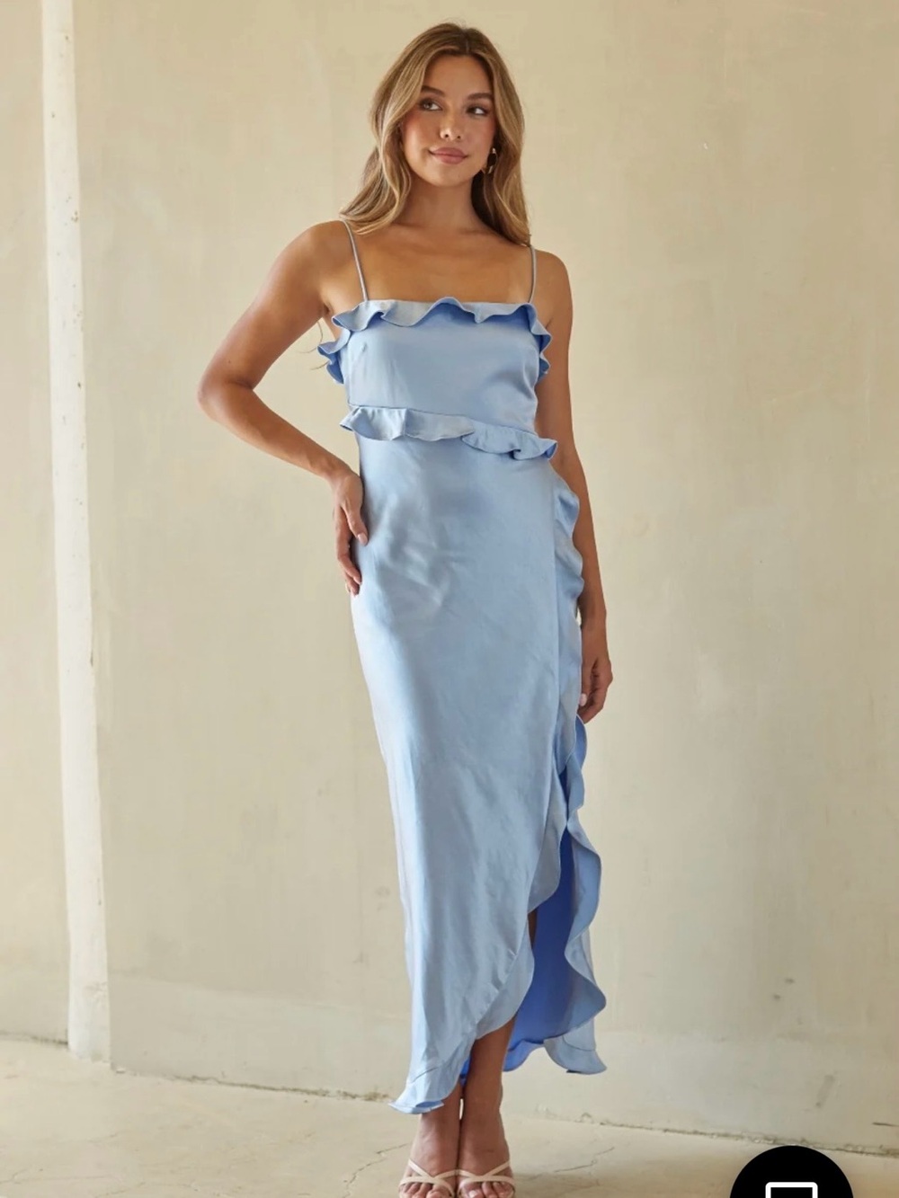 Sky Blue Ruffle-Trim Maxi Dress - Picture 5 of 8